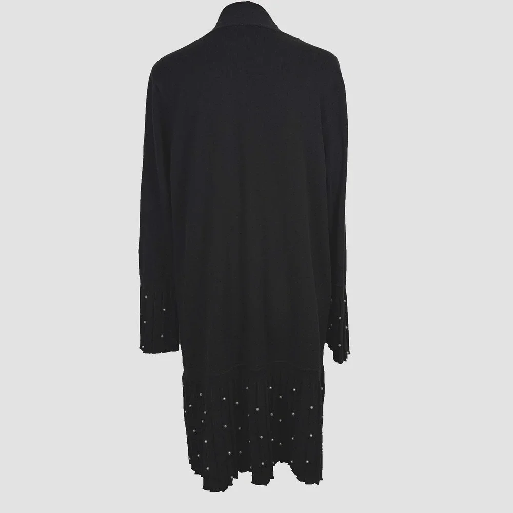 Chicos Woman's Cardigan Sweater Size 2 Large Black Whimsygoth Dark‎ Romantic